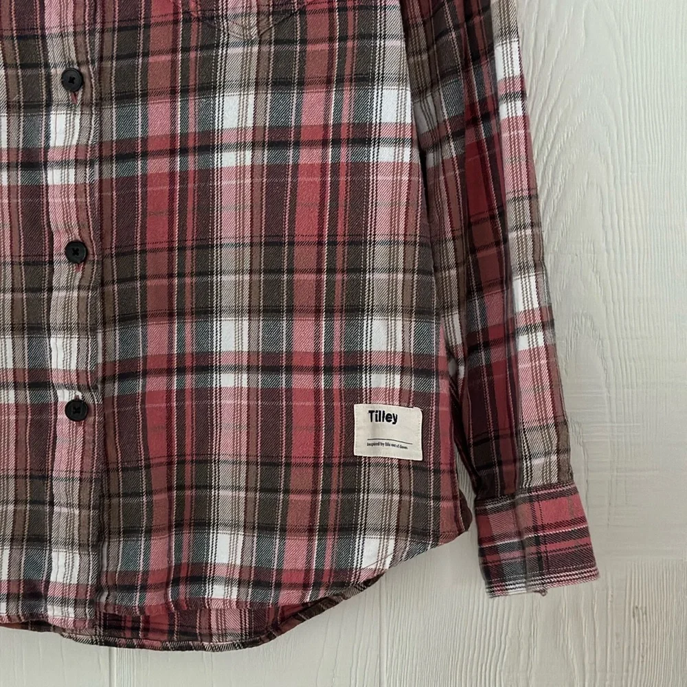 Tilley Red Plaid Button-Up Shirt - Picture 3 of 5
